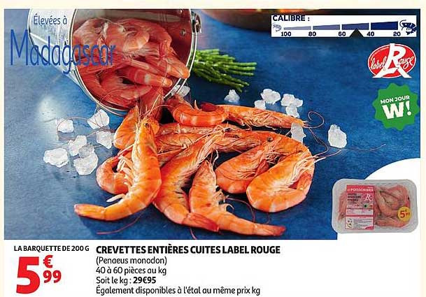 CREVETTES ENTIÈRES CUITES LABEL ROUGE