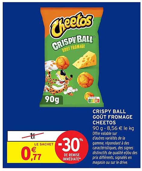 CRISPY BALL GOÛT FROMAGE CHEETOS 90 g - 8,56 € le kg