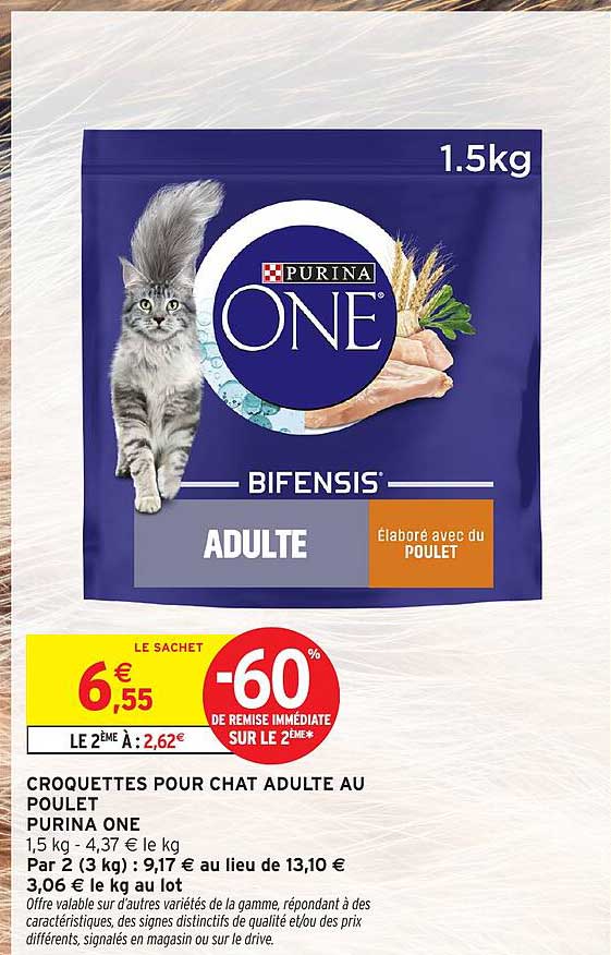 CROQUETTES POUR CHAT ADULTE AU POULET PURINA ONE
