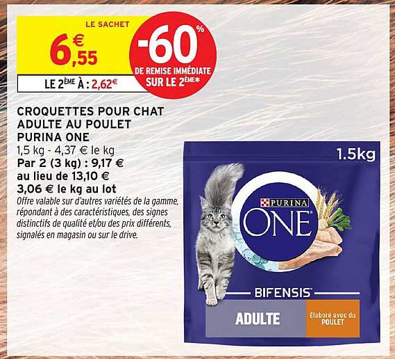 CROQUETTES POUR CHAT ADULTE AU POULET PURINA ONE