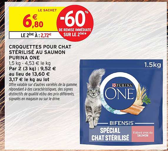 CROQUETTES POUR CHAT STÉRILISÉ AU SAUMON PURINA ONE