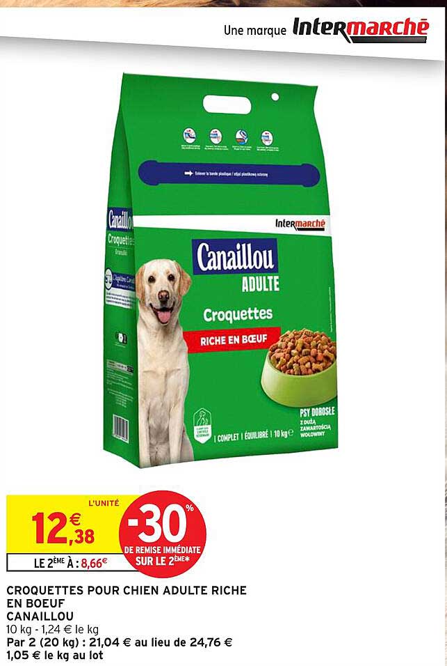 CROQUETTES POUR CHIEN ADULTE RICHE EN BOEUF CANAILLOU