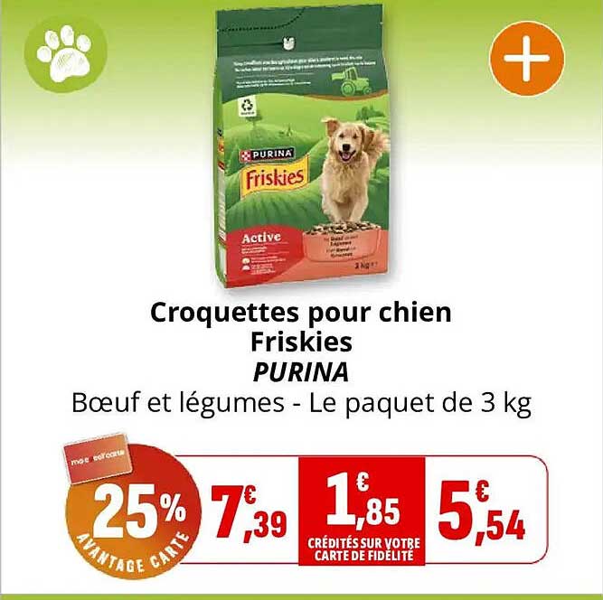 Croquettes pour chien Friskies PURINA Bœuf et légumes - Le paquet de 3 kg