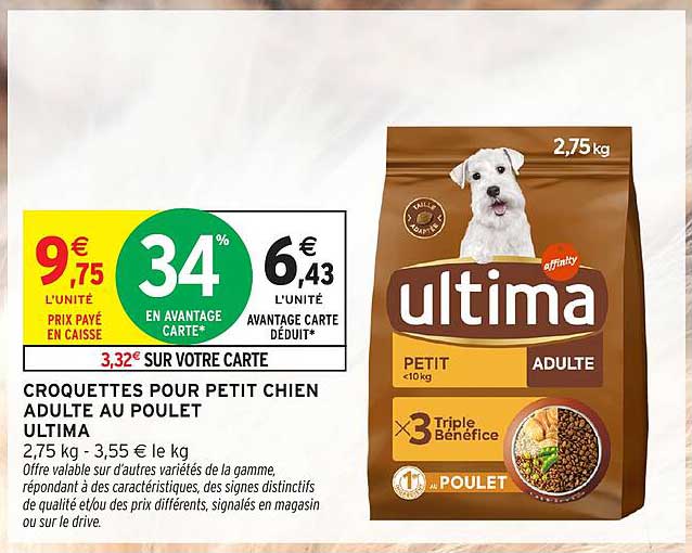 CROQUETTES POUR PETIT CHIEN ADULTE AU POULET ULTIMA