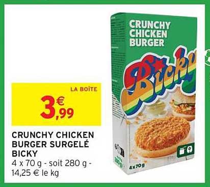 CRUNCHY CHICKEN BURGER SURGELÉ BICKY