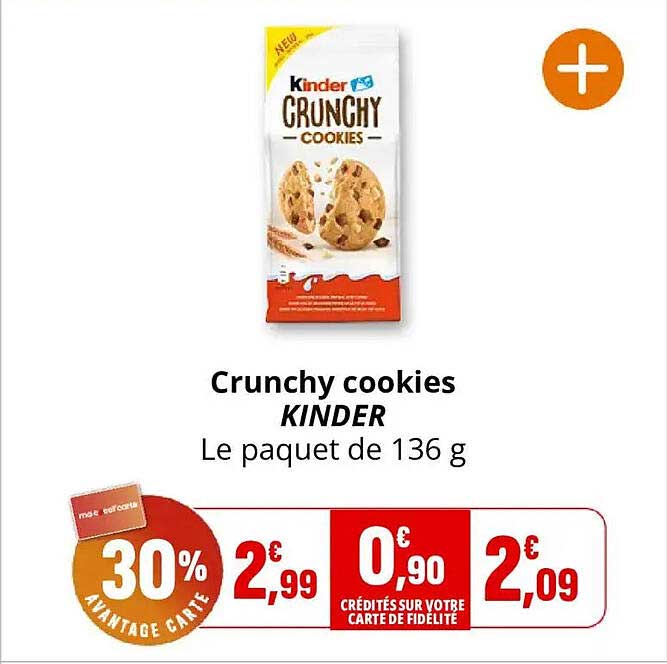 Crunchy cookies KINDER Le paquet de 136 g