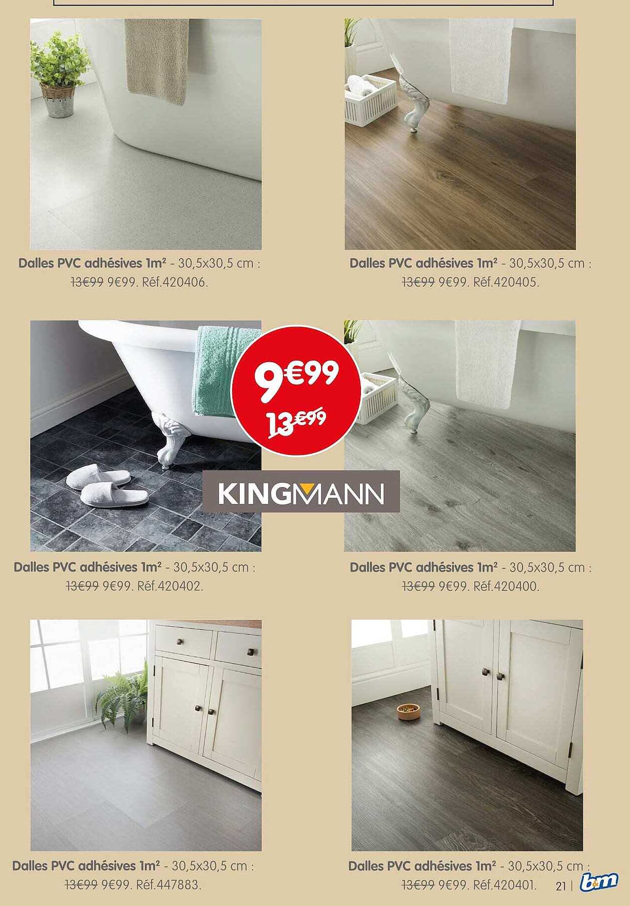 Dalles PVC adhésives 1m² - 30,5x30,5 cm