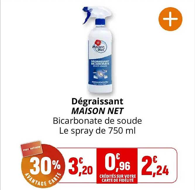 Dégraissant MAISON NET Bicarbonate de soude Le spray de 750 ml