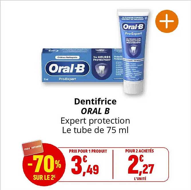 Dentifrice ORAL B Expert protection Le tube de 75 ml