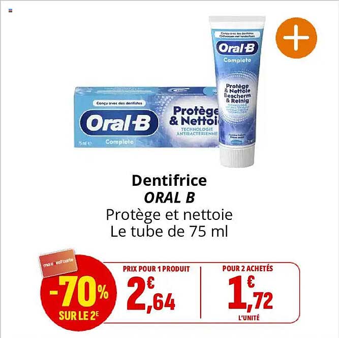 Dentifrice ORAL B Protège et nettoie Le tube de 75 ml