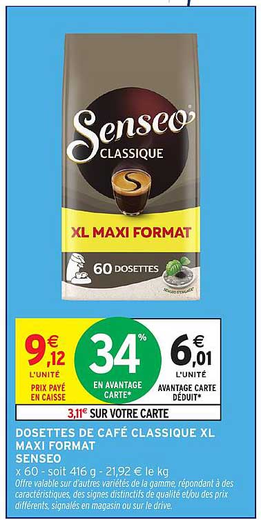 DOSETTES DE CAFÉ CLASSIQUE XL MAXI FORMAT SENSEO