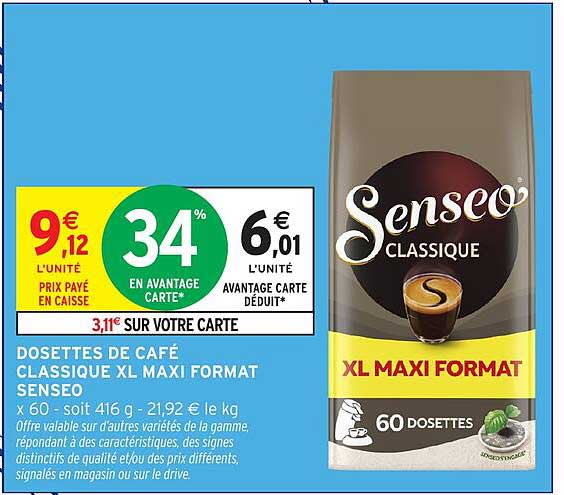 DOSETTES DE CAFÉ CLASSIQUE XL MAXI FORMAT SENSEO