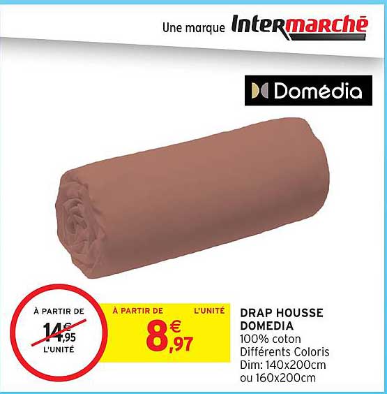 DRAP HOUSSE DOMEDIA 100% coton Différents Coloris Dim: 140x200cm ou 160x200cm
