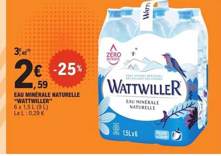 EAU MINÉRALE NATURELLE "WATTWILLER" 6 x 1,5 L (9 L)