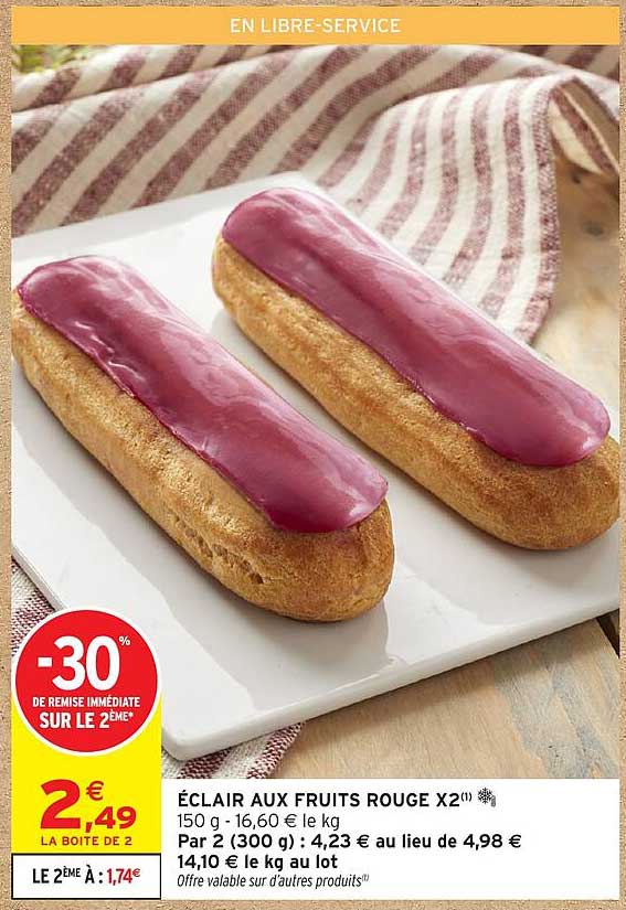 ÉCLAIR AUX FRUITS ROUGE X2