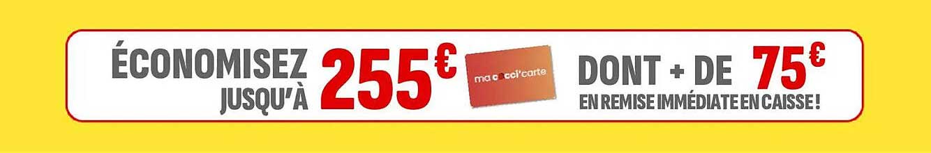 ÉCONOMISEZ JUSQU'À 255€ DONT + DE 75€ EN REMISE IMMÉDIATE EN CAISSE!