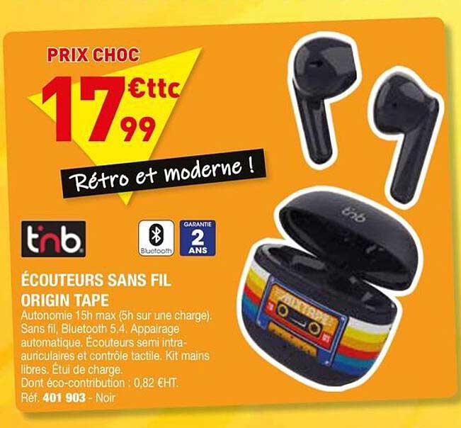 ÉCOUTEURS SANS FIL ORIGIN TAPE