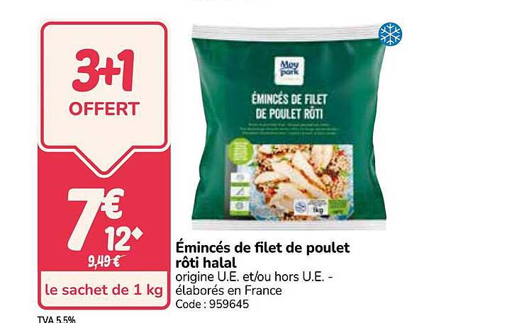 Émincés de filet de poulet rôti halal