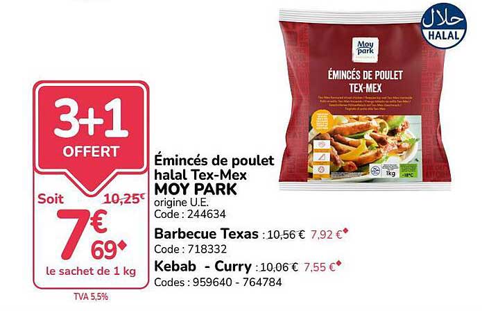 Émincés de poulet halal Tex-Mex MOY PARK