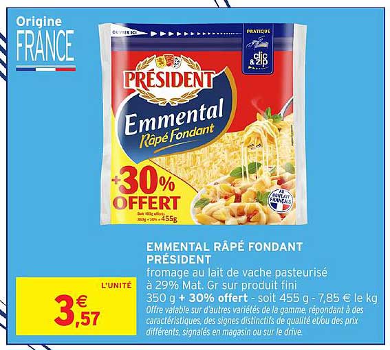 EMMENTAL RÂPÉ FONDANT PRÉSIDENT
