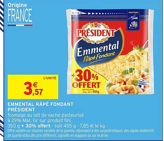 EMMENTAL RÂPÉ FONDANT PRÉSIDENT