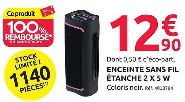 ENCEINTE SANS FIL ÉTANCHE 2 X 5 W