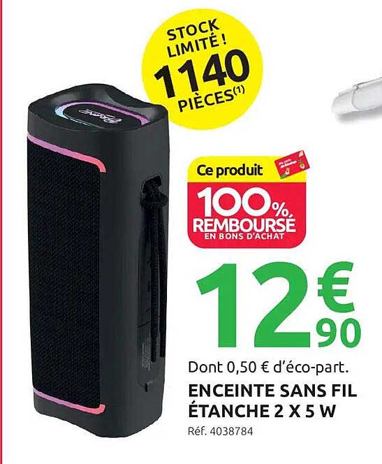 ENCEINTE SANS FIL ÉTANCHE 2 X 5 W