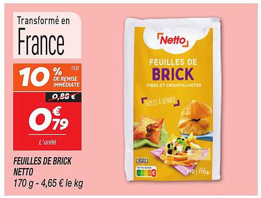 FEUILLES DE BRICK NETTO 170 g