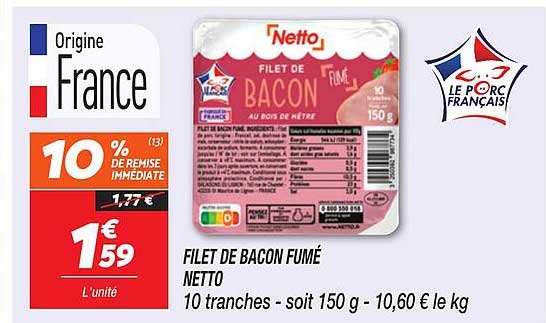 FILET DE BACON FUMÉ NETTO