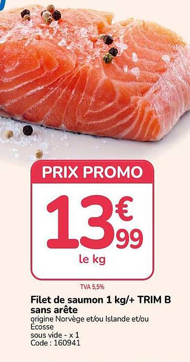 Filet de saumon 1 kg/+ TRIM B sans arête