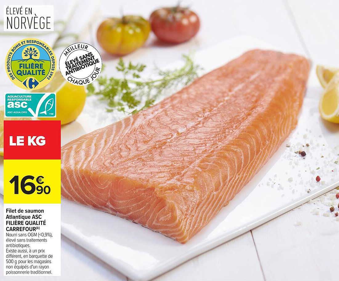 Filet de saumon Atlantique ASC FILIÈRE QUALITÉ CARREFOUR
