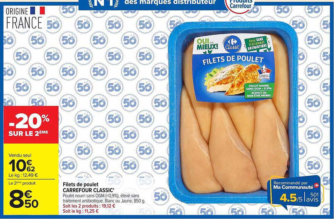 Filets de poulet CARREFOUR CLASSIC'