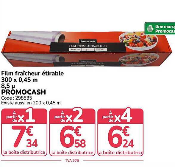 Film fraîcheur étirable 300 x 0,45 m 8,5 µ PROMOCASH
