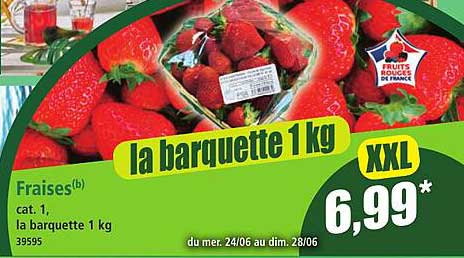 Fraises(b) cat. 1, la barquette 1 kg