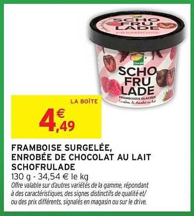 FRAMBOISE SURGELÉE, ENROBÉE DE CHOCOLAT AU LAIT SCHOFRULADE
