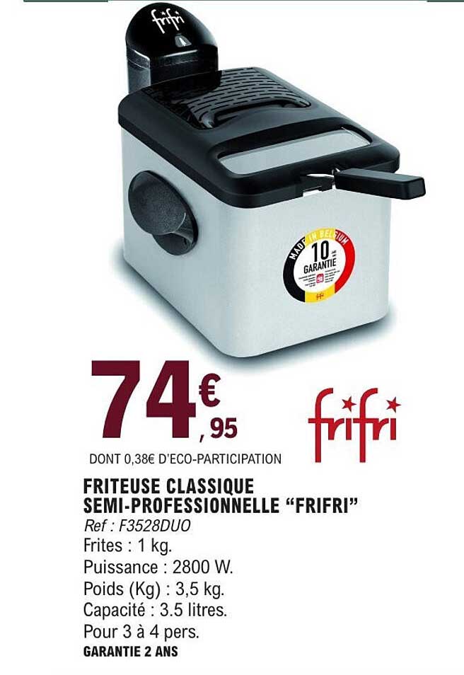 FRITEUSE CLASSIQUE SEMI-PROFESSIONNELLE “FRIFRI”