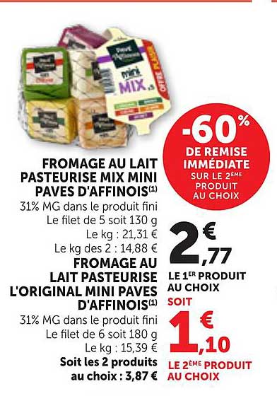 FROMAGE AU LAIT PASTEURISE MIX D'ABOUB PAVES D'AFFINOIS