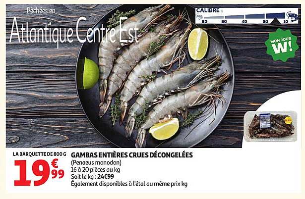 GAMBAS ENTIÈRES CRUES DÉCONGELÉES