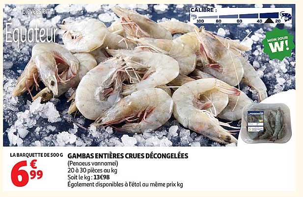 GAMBAS ENTIÈRES CRUES DÉCONGELÉES