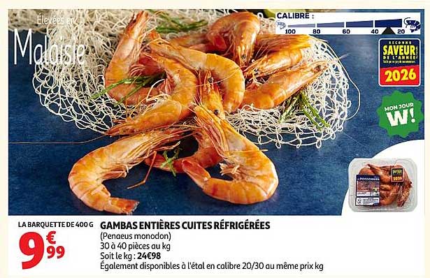 GAMBAS ENTIÈRES CUITES RÉFRIGÉRÉES