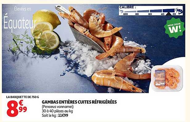 GAMBAS ENTIÈRES CUITES RÉFRIGÉRÉES