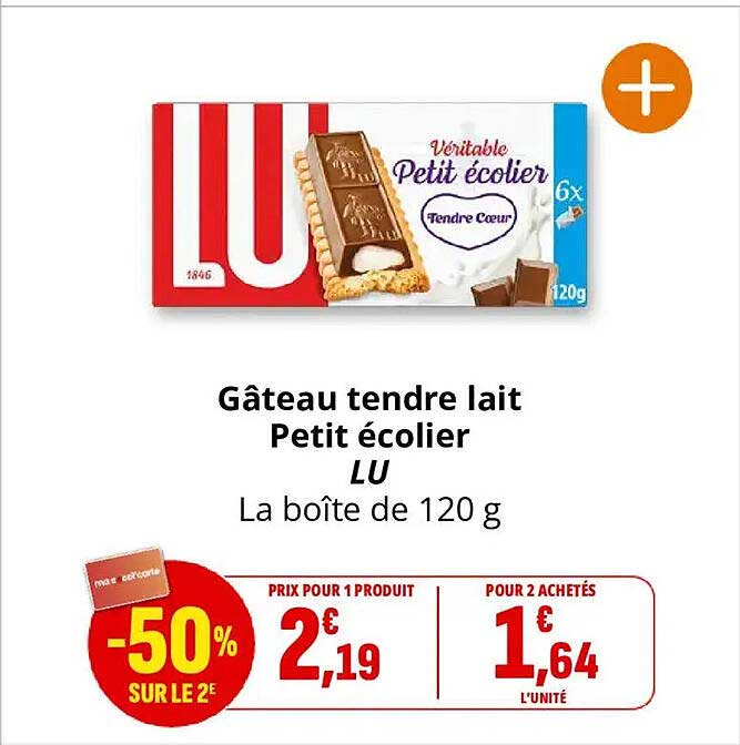 Gâteau tendre lait Petit écolier LU La boîte de 120 g