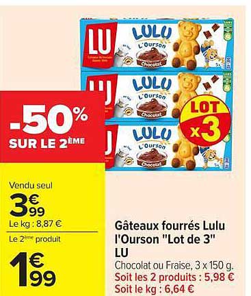 Gâteaux fourrés Lulu l'Ourson "Lot de 3" LU