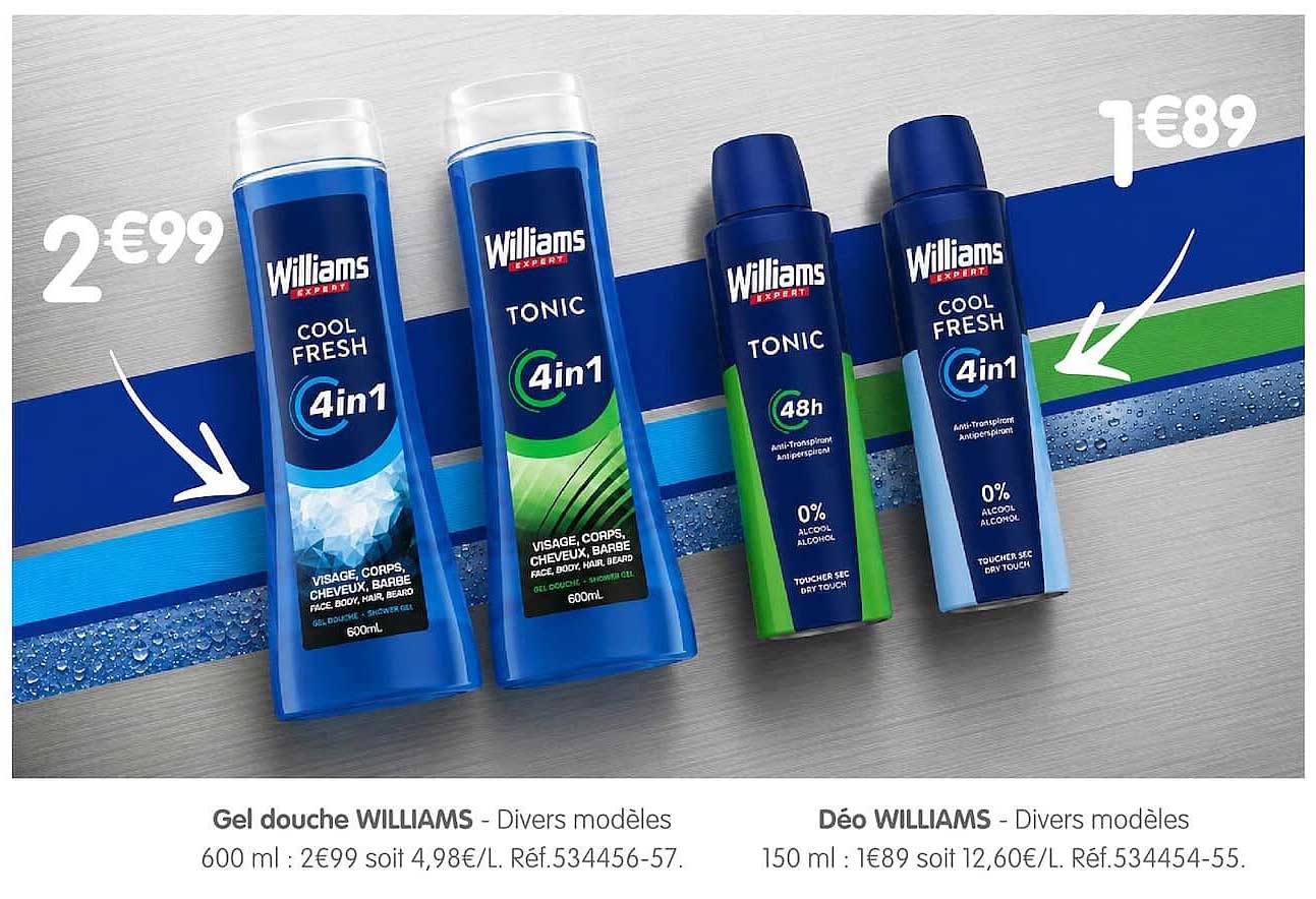 Gel douche WILLIAMS - Divers modèles