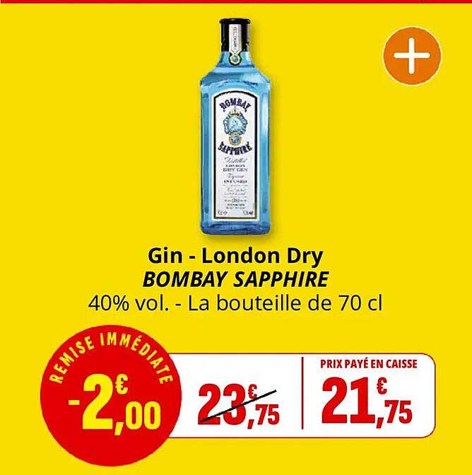 Gin - London Dry BOMBAY SAPPHIRE 40% vol. - La bouteille de 70 cl