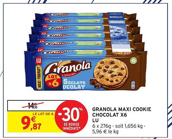 GRANOLA MAXI COOKIE CHOCOLAT X6 LU