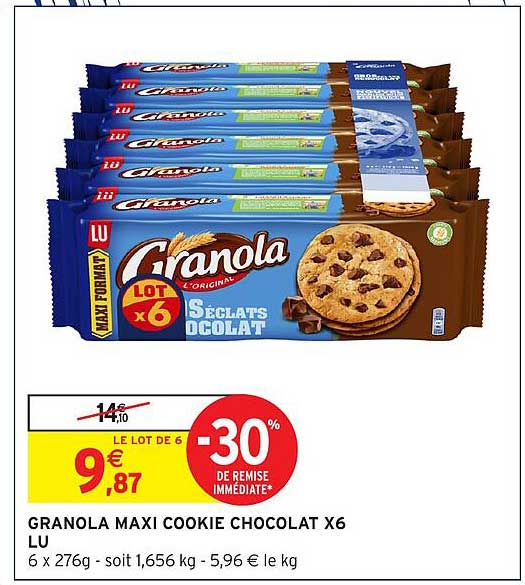 GRANOLA MAXI COOKIE CHOCOLAT X6 LU