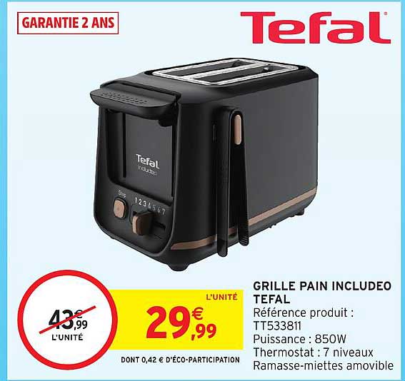 GRILLE PAIN INCLUEDO TEFAL