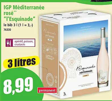 IGP Méditerranée rosé "l’Esquinade" le bib 3 l (1 l = 3,-) 76330
