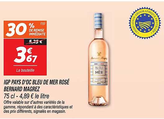 IGP PAYS D'OC BLEU DE MER ROSÉ BERNARD MAGREZ